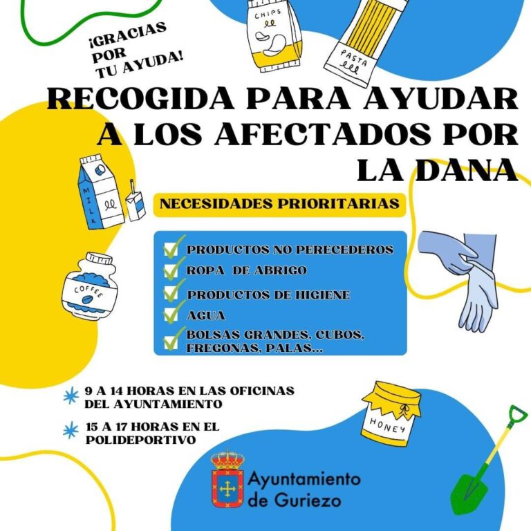 EL AYUNTAMIENTO DE GURIEZO ORGANIZA RECOGIDA DE ALIMENTOS, MATERIAL Y ROPA PARA LOS AFECTADOS POR LAS RIADAS EN LEVANTE