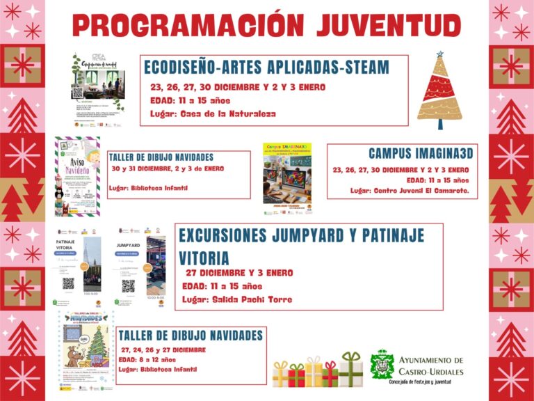 ACTIVIDADES DE CONCILIACIÓN PARA LOS JÓVENES ORGANIZADAS POR EL AYUNTAMIENTO DE CASTRO URDIALES PARA ESTAS NAVIDADES