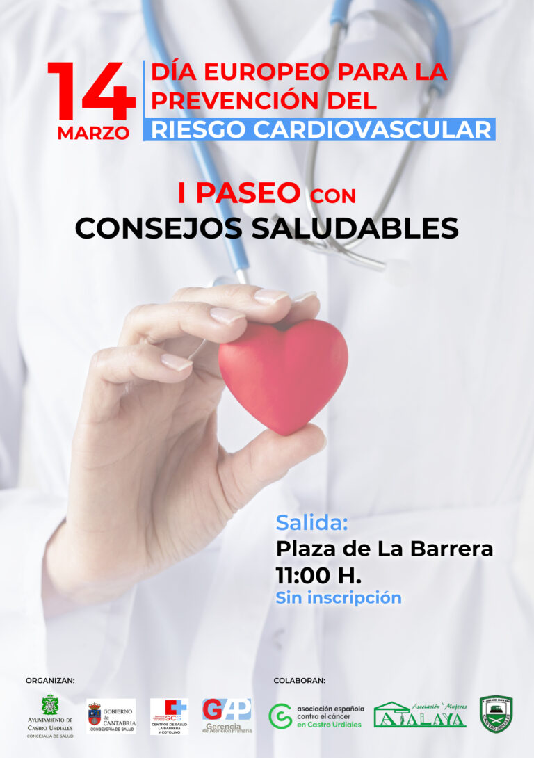 EL AYUNTAMIENTO DE CASTRO URDIALES Y EL SERVICIO CÁNTABRO DE SALUD SE UNEN EL 14 DE MARZO, DÍA EUROPEO PARA LA PREVENCIÓN DEL RIESGO CARDIOVASCULAR, ORGANIZANDO UN PASEO SALUDABLE