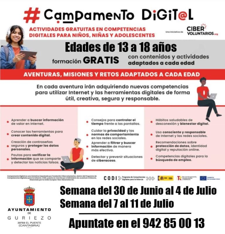 CAMPAMENTO DIGITAL EN GURIEZO DE UNA SEMANA DE DURACIÓN DIRIGIDO A JÓVENES DE 13 A 18 AÑOS