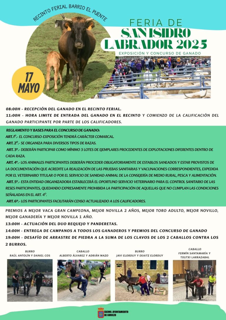 EL SÁBADO 17 DE MAYO SE CELEBRA UNA NUEVA EDICIÓN DE LA FERIA GANADERA DE SAN ISIDRO EN GURIEZO