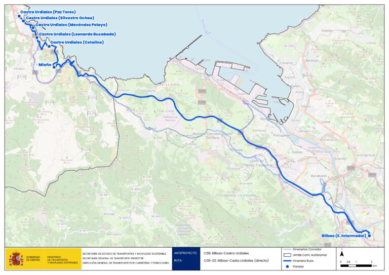 EL FUTURO AUTOBÚS DIRECTO CASTRO-BILBAO-CASTRO SERÁ MENOS DIRECTO QUE NUNCA: CINCO PARADAS EN EL MUNICIPIO Y RECORRIDO POR LA ANTIGUA CARRETERA NACIONAL ENTRE CASTRO Y ONTÓN