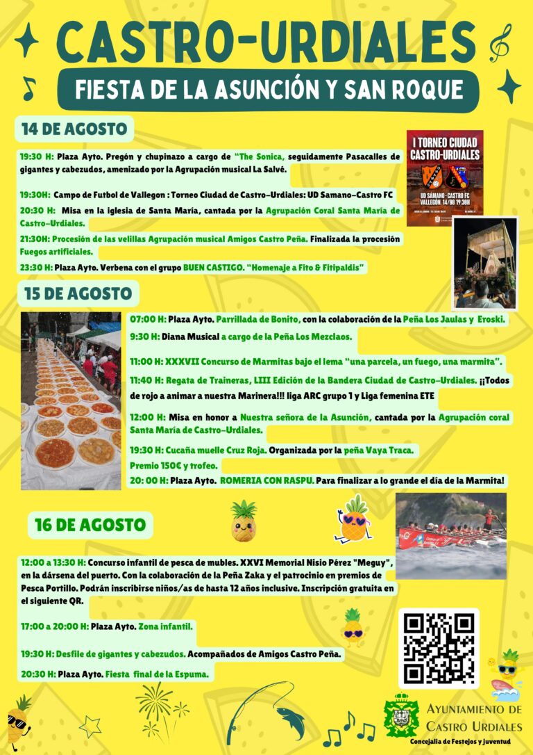 PROGRAMACIÓN DE LAS FIESTAS DE LA ASUNCIÓN Y SAN ROQUE 2025, QUE SE CELEBRARÁN DEL 14 AL 16 DE AGOSTO