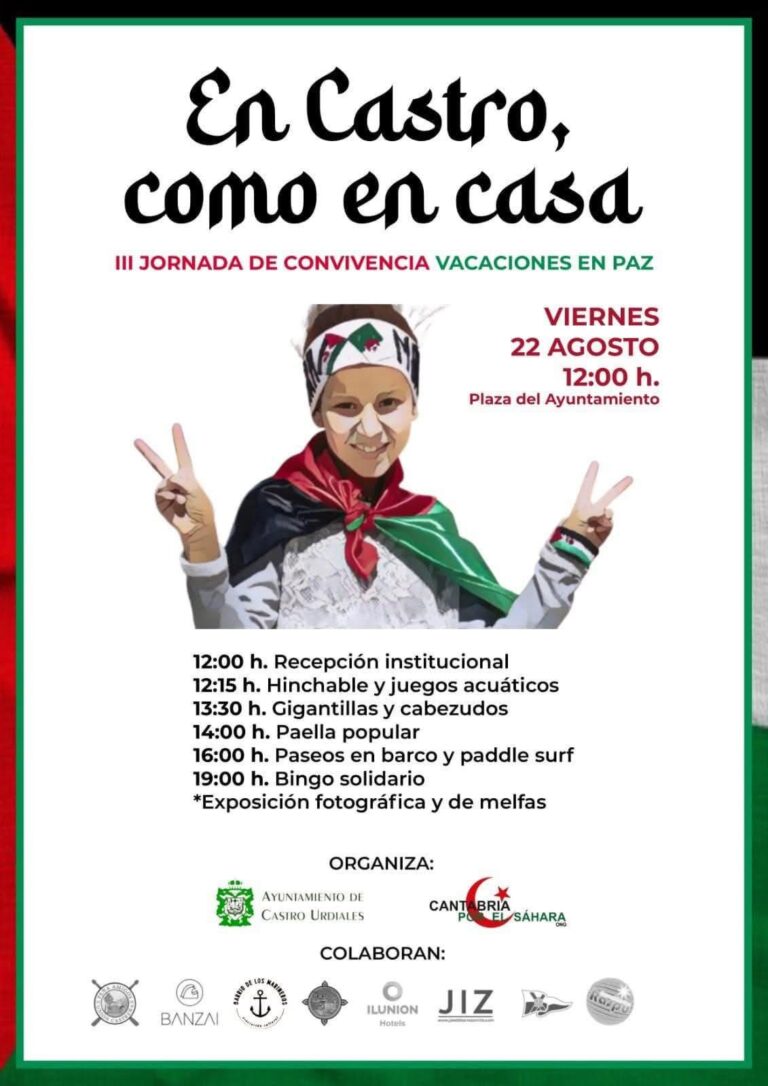 LA PAELLA SOLIDARIA A BENEFICIO DE LA INFANCIA SAHARAUI SE CELEBRARÁ ESTE VIERNES 22 DE AGOSTO EN LA PLAZA DEL AYUNTAMIENTO DE CASTRO URDIALES