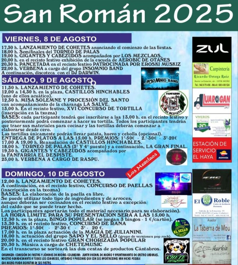 MIOÑO CELEBRA SUS FIESTAS DE SAN ROMÁN DEL VIERNES AL DOMINGO