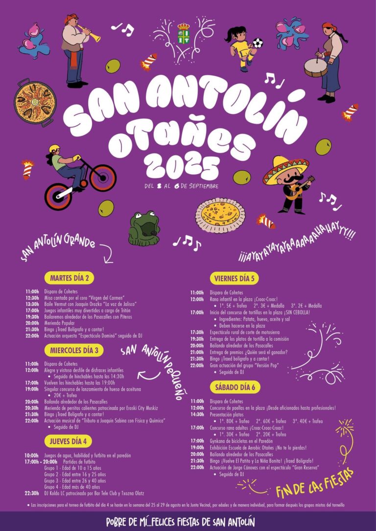 OTAÑES CELEBRA, DEL MARTES AL SÁBADO, SUS FIESTAS DE SAN ANTOLÍN CON UN AMPLIO PROGRAMA DE ACTIVIDADES