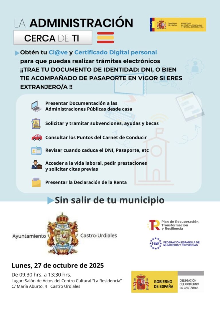 CASTRO URDIALES ACOGE LA JORNADA ‘LA ADMINISTRACIÓN CERCA DE TI’ PARA FACILITAR EL ACCESO DE LA CIUDADANÍA A LOS TRÁMITES ELECTRÓNICOS CASTRO URDIALES ACOGE LA JORNADA ‘LA ADMINISTRACIÓN CERCA DE TI’ PARA FACILITAR EL ACCESO DE LA CIUDADANÍA A LOS TRÁMITES ELECTRÓNICOS