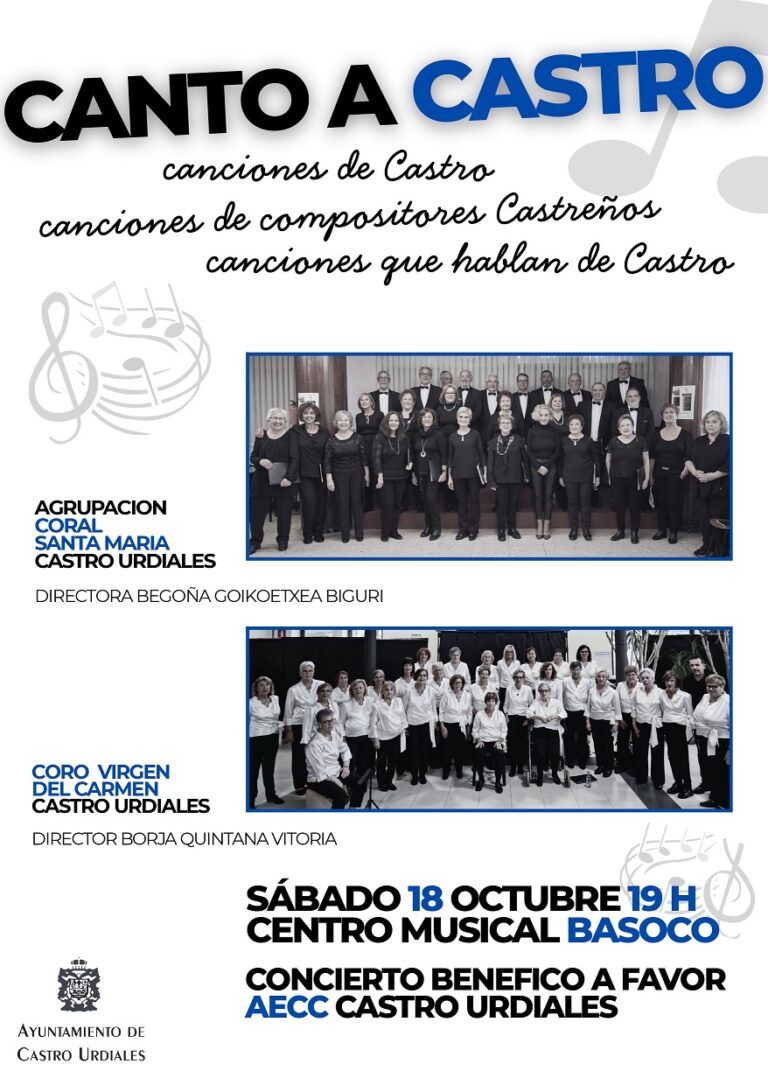 CANTO A CASTRO: CONCIERTO CORAL BENÉFICO ESTE SÁBADO EN EL CENTRO MUSICAL BASOCO