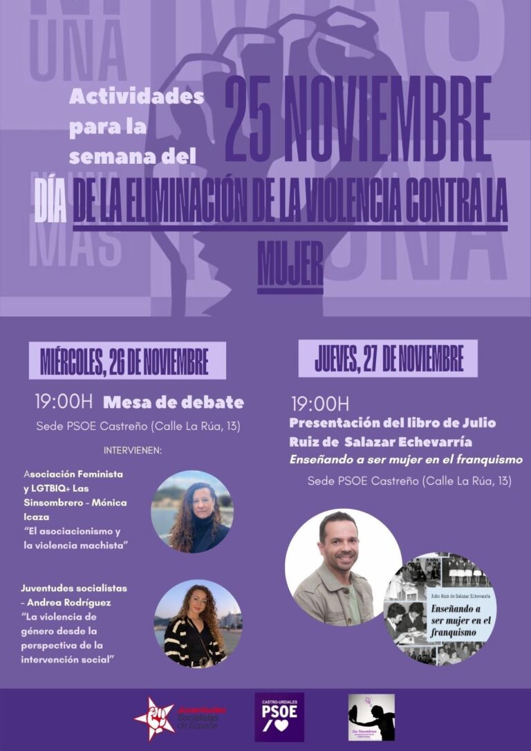 EL PSOE CASTREÑO ORGANIZA UN PROGRAMA ESPECIAL DE ACTIVIDADES PARA CONMEMORAR EL 25-N