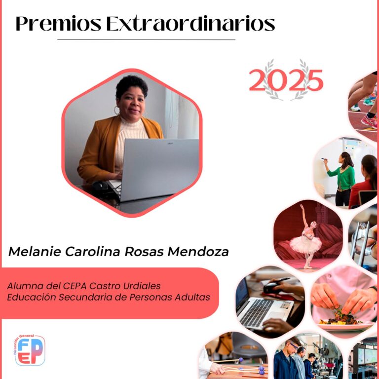 MELANIE CAROLINA ROSAS MENDOZA, ALUMNA DEL CEPA DE CASTRO URDIALES, OBTIENE EL PREMIO EXTRAORDINARIO DE EDUCACIÓN SECUNDARIA PARA PERSONAS ADULTAS QUE CONCEDE EL GOBIERNO DE CANTABRIA