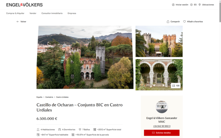 SE PONE A LA VENTA EL CASTILLO Y LOS JARDINES DE OCHARAN DE CASTRO URDIALES POR 6.500.000 EUROS